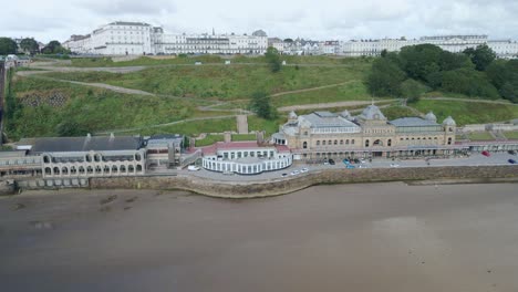 Aerial-view-of-Southcliff,-Scarborough-and-Spa