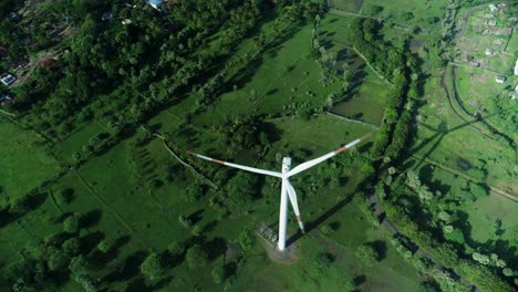 Aerial-view-of-wind-farm-or-wind-park,-with-high-wind-turbines-for-generation-electricity