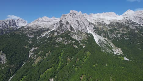 Albanian-Alps-Majesty:-Epic-Mountains-with-Rocky-Peaks-and-Lush-Forestry-Slopes---A-Breathtaking-Natural-Landscape