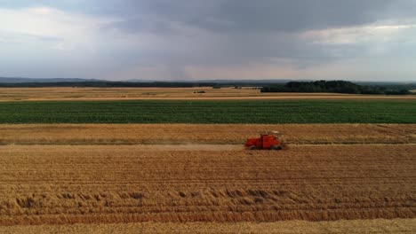 Drone-view-of-modern-combine-harvester-during-harvesting