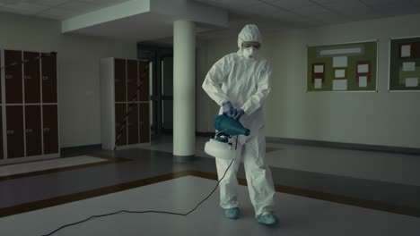 Tracking-video-of-routine-disinfection-of-building-hallway-Covid-19.