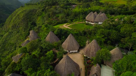 Unique-Cabin-Cottages-at-Masaya-Hotel-in-San-Agustin,-Huila,-Aerial-View