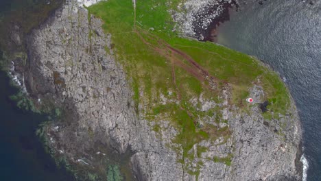 Aerial-top-down-view-of-the-seascape-at-Bukkekjerka-rest-Area-along-the-Scenic-route-on-Andoya