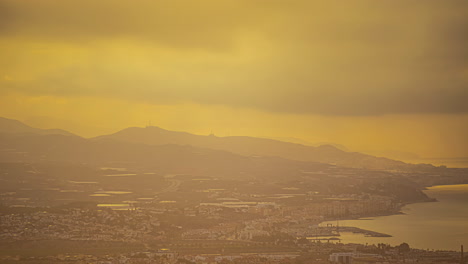Misty-Timelapse-of-Changing-Sky-Over-Malaga