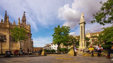 Seville-Cathedral-plaza-daytime-time-lapse