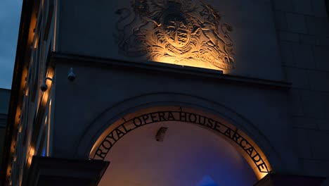 Up-towards-the-Royal-Opera-House-Arcade,-London,-United-Kingdom