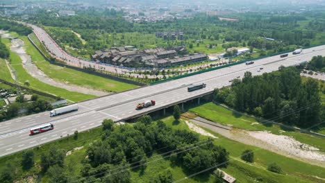 Aerial-of-Lianhuo-Expressway-highway,-Huayin,-Shaanxi,-China