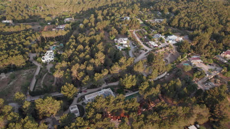 Aerial-Panorama-Of-Casa-Sukha-Holiday-Apartment-And-Nature-Surroundings-In-Ibiza,-Spain