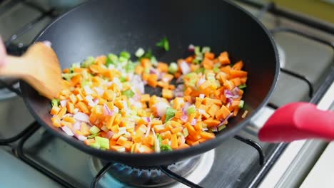 Person-Stir-Fry-Chopped-Mix-Vegetables-In-Pan