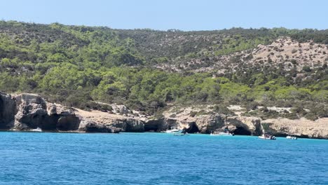 View-of-sea-caves-area-and-Mediterranean-coast-near-Paphos,-Cyprus