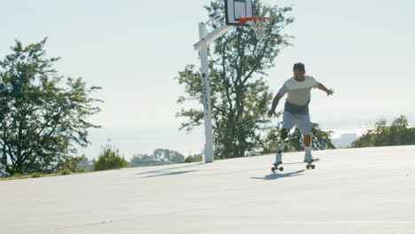 Bearded-middle-aged-guy-with-leg-prosthesis-skateboarding