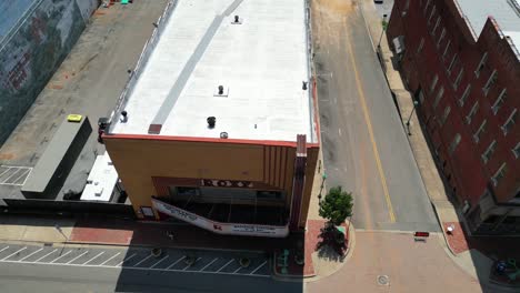 Flyaway-shot-of-Roxy-Theater-in-downtown-Clarksville-Tennessee
