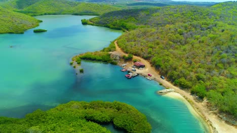 Drone-rises-to-establish-San-juan-harbor-inlet-on-caribbean-island-curacao