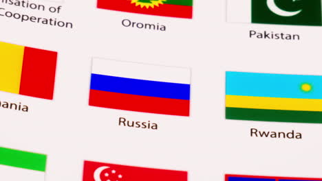 Die-Kamera-Zoomt-Heraus-Und-Zeigt-In-Einer-Illustration-Die-Russische-Nationalflagge-Und-Andere-Flaggen-Um-Sie-Herum