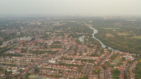 Aerial-shot-over-Twickenham-town-by-the-Thames