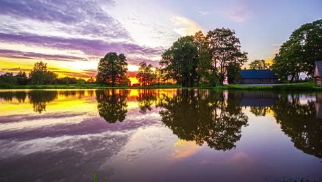 Cinematic-sunrise-timelapse-with-a-lake-in-the-foreground-delivering-amazing-reflections-and-a-beautiful-scene