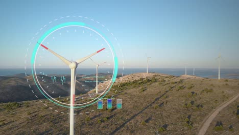 Windkraftanlage-Mit-Holografischer-HUD-Display-Technologie,-Datenvisualisierung-–-3D-Rendering