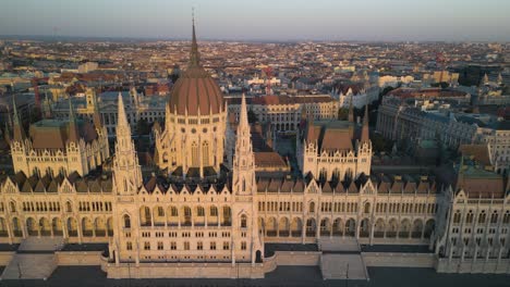 Aerial-Tracking-Shot-About-Hungarian-Parliament,-the-House-of-the-Nation