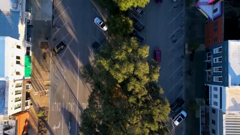 Straight-down-drone-shot-in-Eufaula-Alabama-tracking-down-Broad-Street-near-431-in-the-late-afternoon