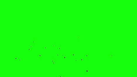 Herabfallende-Steinbrocken,-Steinbrocken,-Die-Von-Der-Linken-Seite-Des-Bildschirms-Fallen-Und-Auf-Einer-Imaginären-Flachen-Oberfläche-Verstreut-Werden,-Grüner-Bildschirmhintergrund,-Animationsüberlagerung-Für-Chroma-Key-Mischung