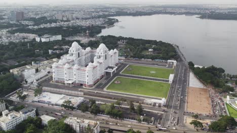 Aerial-footage-of-the-Telangana-Secretariat-and-Martyrs-Memorial-situated-in-Hyderabad