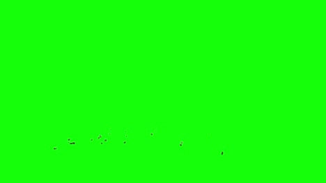 Small-rock-debris,-pieces-of-rocks-thrown-from-left-side-of-the-screen-and-scattering-on-imaginary-flat-surface,-green-screen-background,-animation-overlay-for-chroma-key-transparent-blend