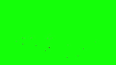 Rock-debris,-pieces-of-rocks-falling-from-left-side-of-the-screen-and-scattering-on-imaginary-flat-surface,-green-screen-background,-animation-overlay-for-chroma-key-transparent-blend