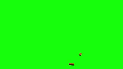 Bricks-sliding-in-from-left-side-of-the-screen-and-scattering-on-imaginary-flat-surface,-green-screen-background,-animation-overlay-video-for-chroma-key-blending-option