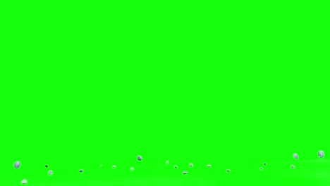 Falling-rocks-debris,-tiny-pieces-of-rocks-falling-from-top-of-the-screen-and-scattering-on-imaginary-flat-surface,-green-screen-background,-animation-overlay-for-chroma-key-blending