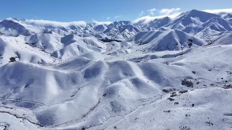 Paisaje-De-Nieve-Interminable-Durante-El-Invierno-En-Nueva-Zelanda,-Paisaje-Alpino,-Montañas-De-Los-Alpes-Del-Sur