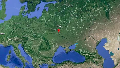 Kiev-Google-Earth-Destination-Graphic-Animation,-Kyiv-Ukraine-Europe-Travel