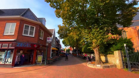 Den-Burg-town-old-historic-centre-with-shops-during-summer-at-Texel-island