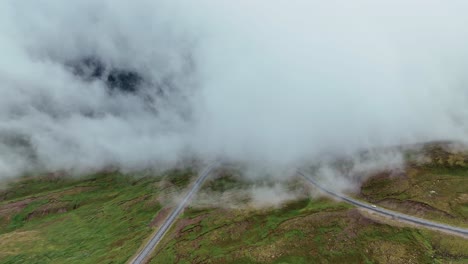 Clouds-Enveloping-Mountain-Road-In-East-Iceland
