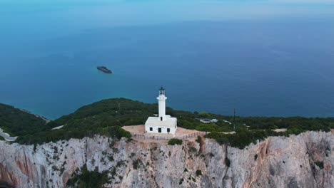 Aerial-View-Of-Doukáto-Lighthouse-On-Lefkada