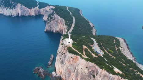 Aerial-View-Of-Doukáto-Lighthouse-On-Lefkada-Island