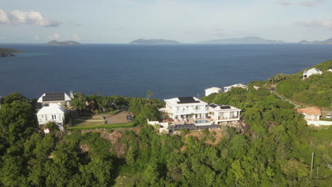 Aerial:-Affluent-estate-mansions-on-summit-ridge-of-St-Thomas-USVI