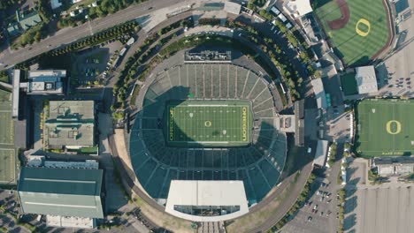 Overhead-View-Of-An-Outdoor-Football-Stadium-Of-Autzen-Stadium-In-Eugene,-Oregon,-USA