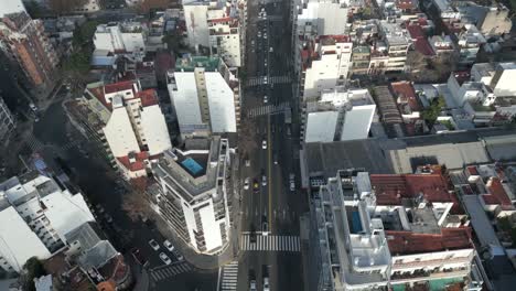 Aerial-flight-over-Raul-Scalabrini-Ortiz-Avenue,-Palermo-neighborhood,-Buenos-Aires