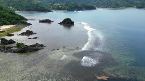 Idyllic-Scenery-Of-Beach-In-Puraran,-Baras,-Catanduanes,-Philippines---aerial-drone-shot