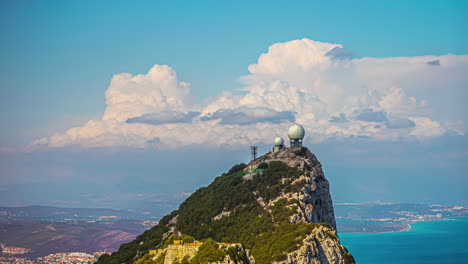 The-Observatory,-Antennas,-And-Communication-Over-Peak-Of-The-Rock-At-Gibraltar