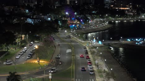 Aerial-view-of-the-city-Posadas-at-night