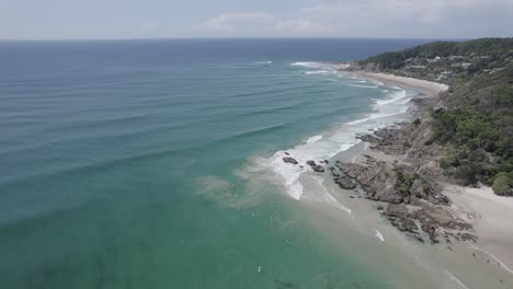 Idyllic-Coast-At-Clarkes-Beach-In-New-South-Wales,-Australia---aerial-shot
