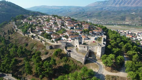 Entrance-of-Berat's-Stronghold-Gate:-Guardian-of-the-Hilltop-City-with-Beautiful-White-Houses-and-Thousand-Windows