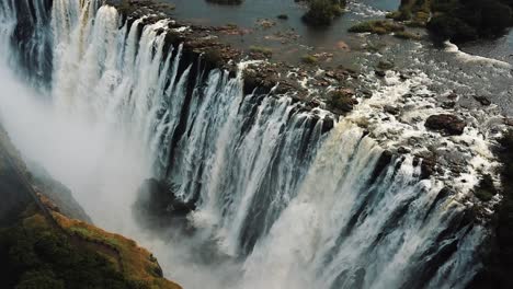 Aerial-View-Victoria-Falls,-Shungu-Namutitima-at-the-Border-of-Zimbabwe-and-Zambia-in-Africa