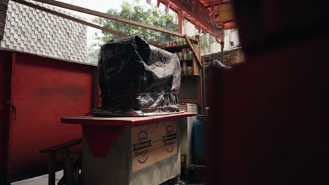 Lebensmittel-Holzwagen-Wagen-Schließen-Abdeckung-Mit-Plane-Jakarta-Indonesien-Handheld