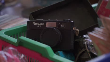 Closeup-shot-of-old-camera-fujica-M1-on-flea-market