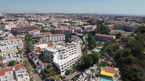 Aerial-View-of-Albufeira-City-Buildings-in-Algarve,-Portugal