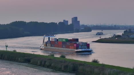 The-Crigee-a-cargo-vessel-transporting-goods-along-the-Noord-River,-Netherlands