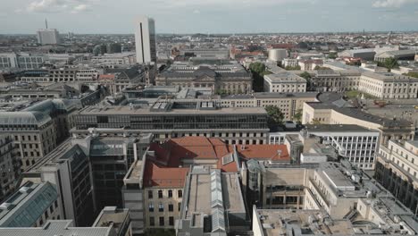 Aerial-view-of-Berlin-center,-warm-sunny-day-in-Brandenburg