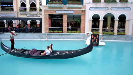 Located-in-Taguig-City,-Philippines,-this-popular-Venice-themed-commercial-complex-features-luxury-brand-stores,-international-food-bazaars,-gondola-rides-and-mimes,-for-a-memorable-experience